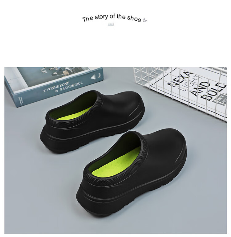 FOOTOPPO EVA Chef Work Shoes for Men, Kitchen-Specific Non-Slip Shoes, Black Oil-Resistant Chef Shoes for Men And Women, Waterproof Shoes 10