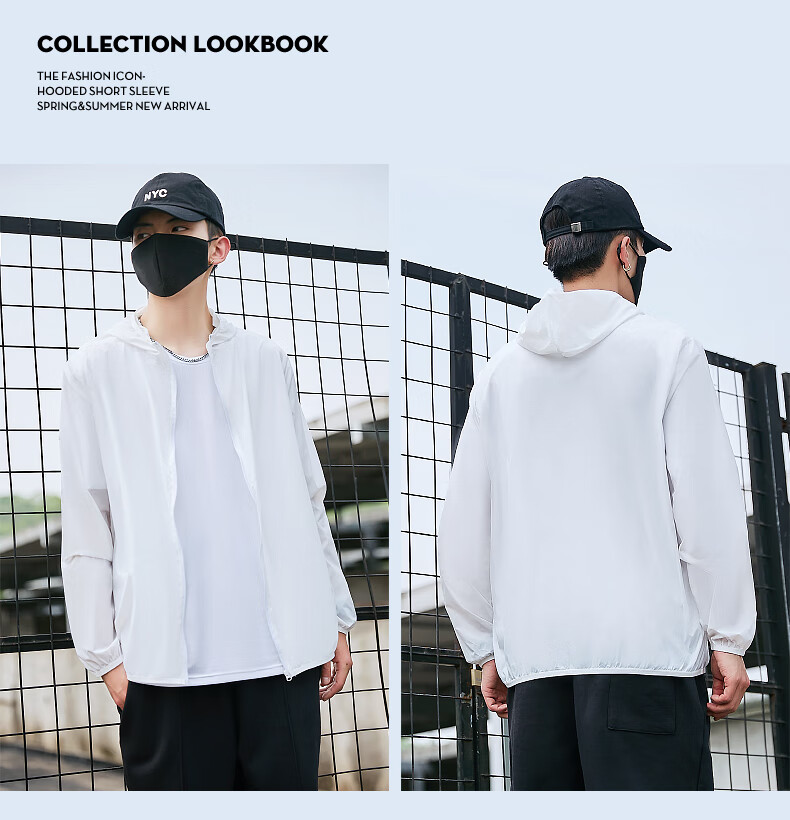 Warrior Ice Silk Sun Protection Jacket for Men, Summer Fishing Lightweight Coat, Loose-Fitting Cool Hooded Clothing, Blue, M 16