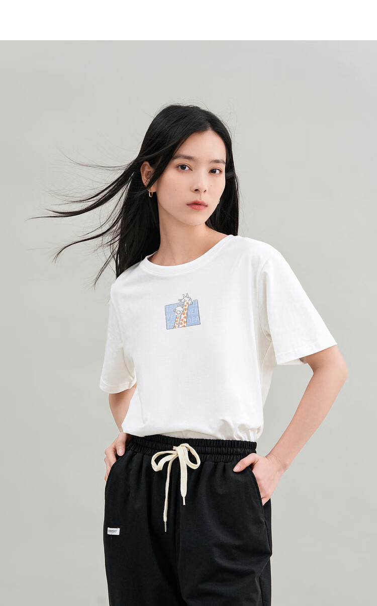INMAN Women's 2025 Summer Embroidered Comfortable Simple Pullover Loose Fit Cotton Short Sleeve T-Shirt Sakura Pink S 19