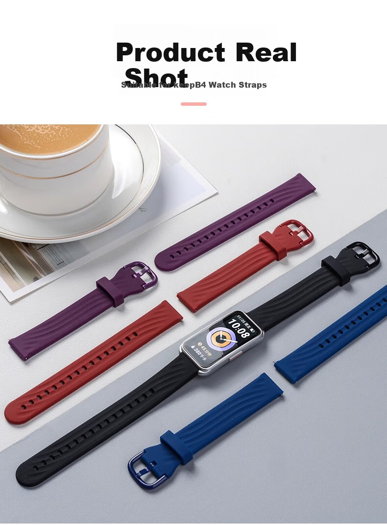 CHENSONG Compatible Keep B4/B5/B6 Huawei Watch B6/b7/b3 Black Silicone Strap, Outdoor Sports Unisex Style 16MM 5