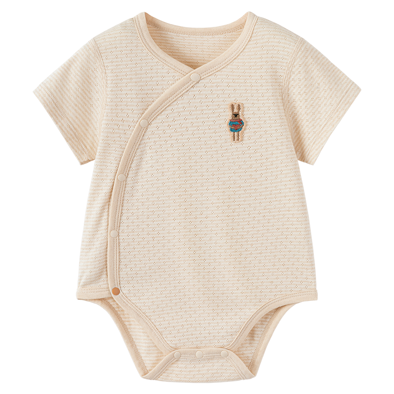 Babylove Infant Short-Sleeve Bodysuit, Summer Thin Style, Newborn Triangle Romper, Crawling Suit, Colorful Cotton Jacquard, Breathable Onesie