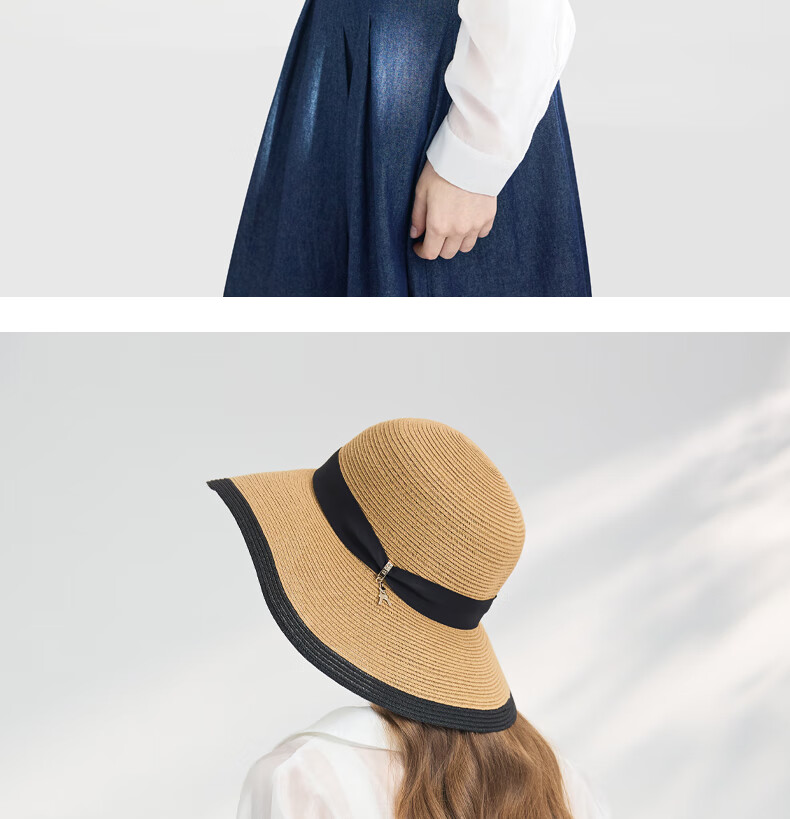 ELLE Sun Hat for Women, Face-Slimming Straw Hat, Summer Outdoor Wide-Brimmed Hat, Elegant Beach Vacation Gift 23
