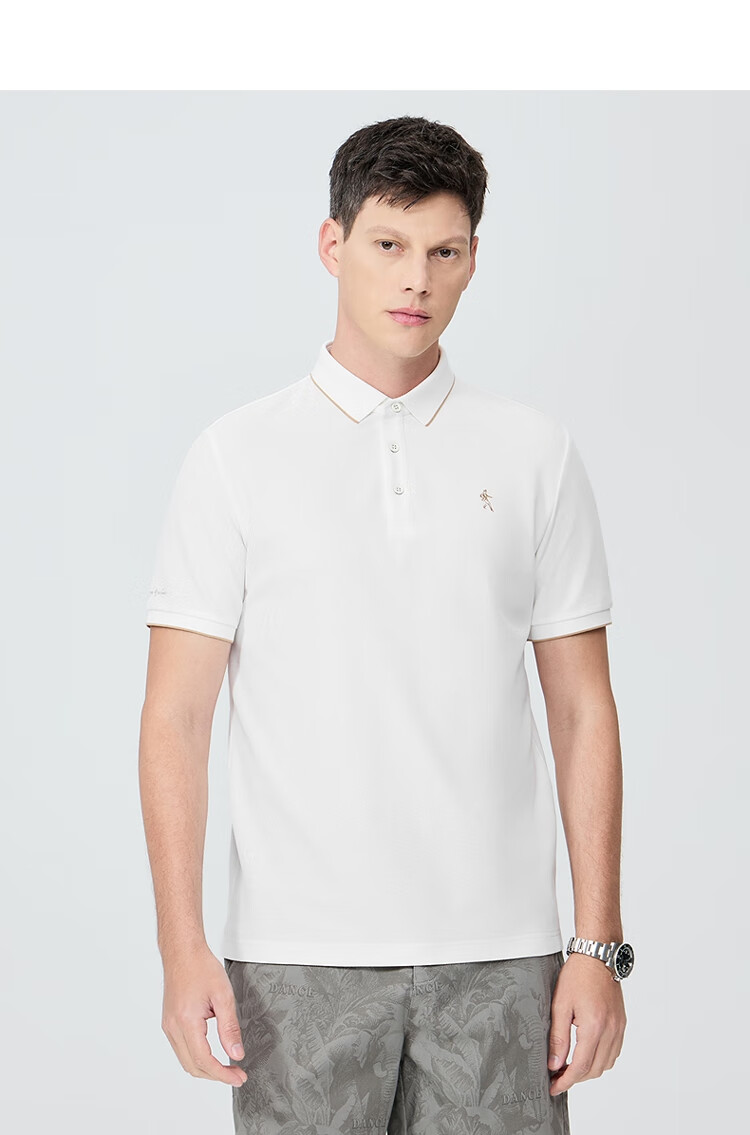 DANCING WOLVES [7A Antibacterial 2A Anti-Mite] Cool And Shape-Retaining Collar Breathable Men's Short Sleeve POLO, 102 Navy Blue, 2XL(185) 9
