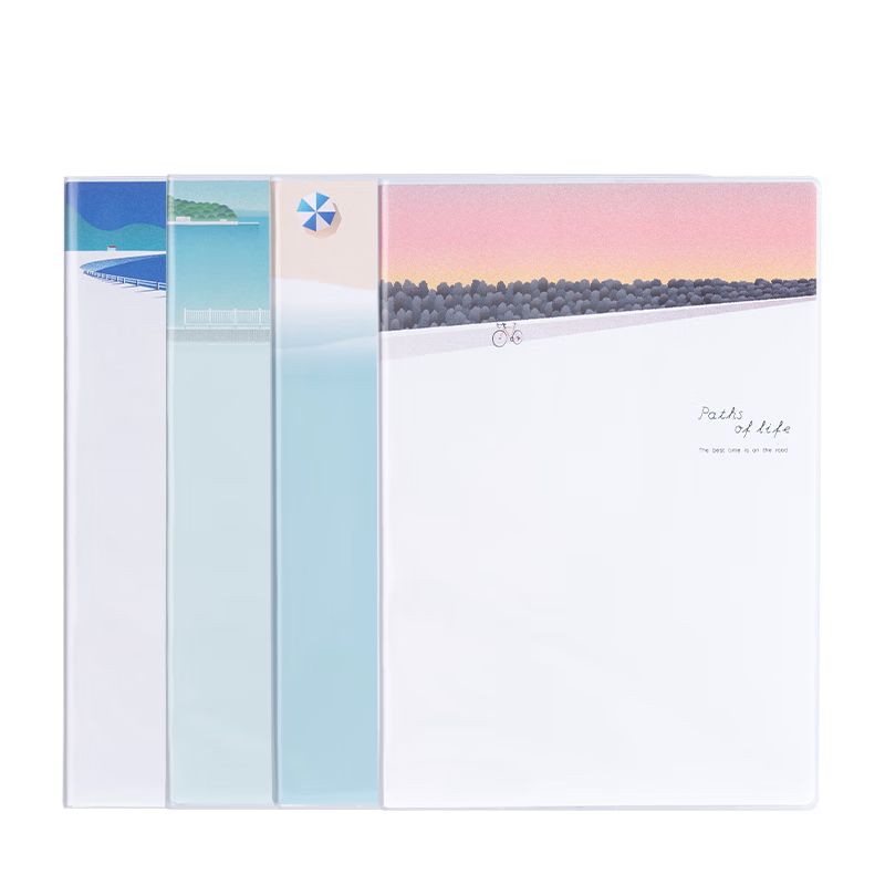Deli 16K Glue-bound Notebook 4-Pack Student Notebooks Exercise Books 160 Sheets Each T16160 (Travel Journal - Coastal Diary)