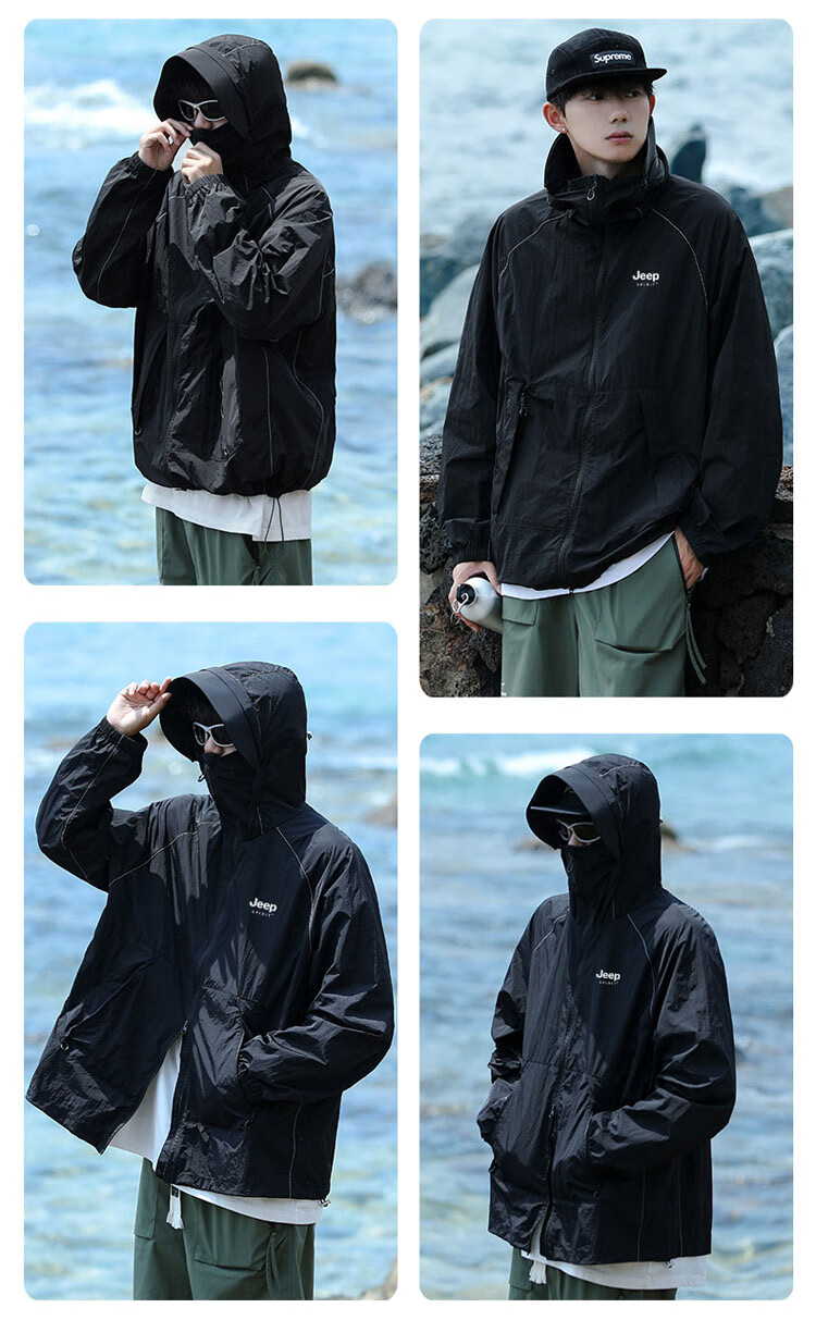JEEP SPIRIT Unisex Ice Silk Sun Protection Jacket Summer UPF50+ Waterproof UV Protection Coat Off-White 3XL 14