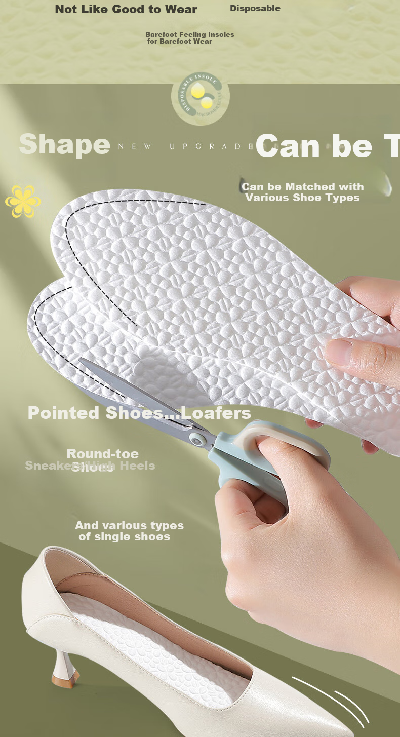 Nanjiren 20 Pairs High Polymer Disposable Insoles, Strong Sweat Absorption, Breathable, Non-Slip, Odor-Resistant, Comfortable, Thin, Barefoot, Military Training Size 41 12