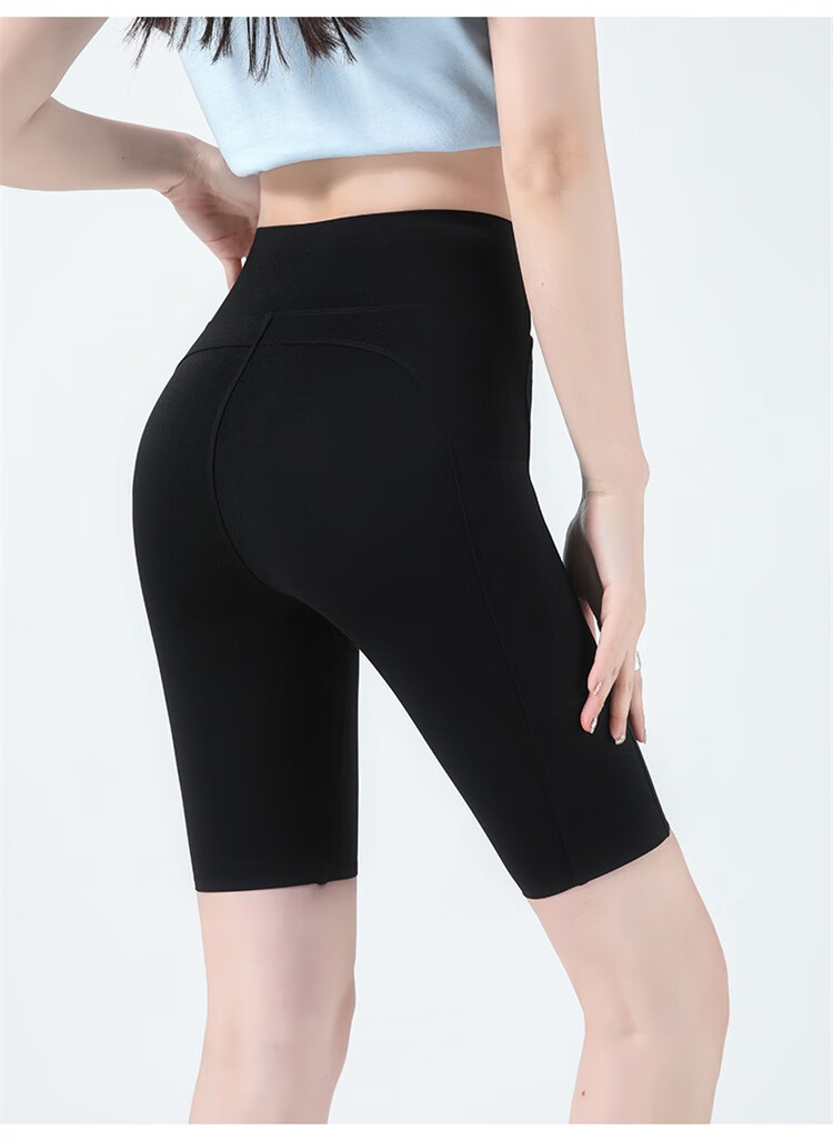 MiiOW Women's Summer Leggings New Pocket Yoga Sports Five-Point Shark Pants Gray XL 13