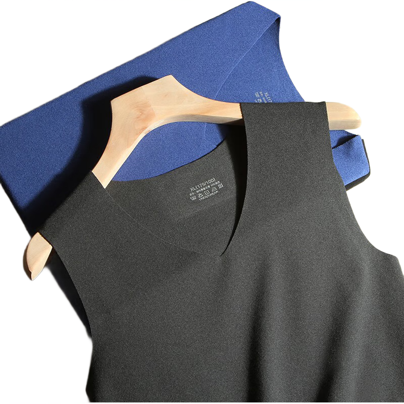 LangSha Seamless Thermal Vest Men Autumn Winter Invisible V-Neck Slim Fit Sleeveless Undershirt