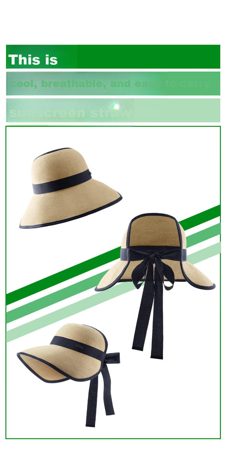 Beneunder Sun Hat for Women, Straw Hat, Sun Protection Hat, Portable Ribbon Hat, Egg Roll GP745 Gray 3
