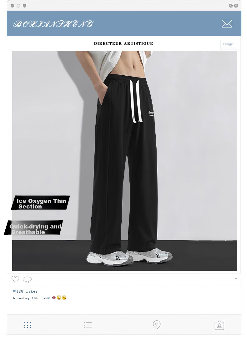 JEEP SPIRIT Men's Sweatpants for Spring And Autumn, Loose Wide-Leg Trousers, Versatile Comfortable Casual Pants, Long Pants for Men, Black 4XL 1