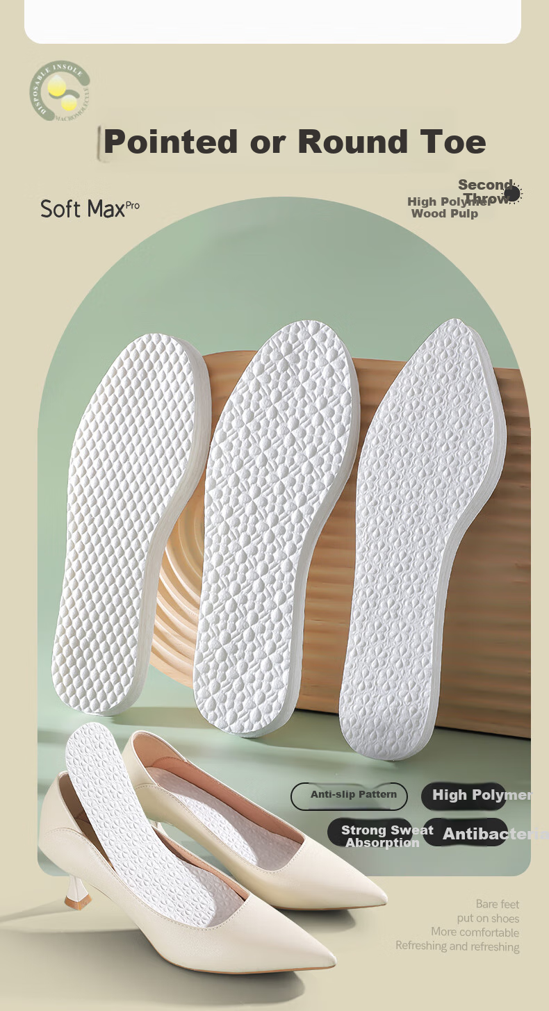 Nanjiren 20 Pairs High Polymer Disposable Insoles, Strong Sweat Absorption, Breathable, Non-Slip, Odor-Resistant, Comfortable, Thin, Barefoot, Military Training Size 41 15