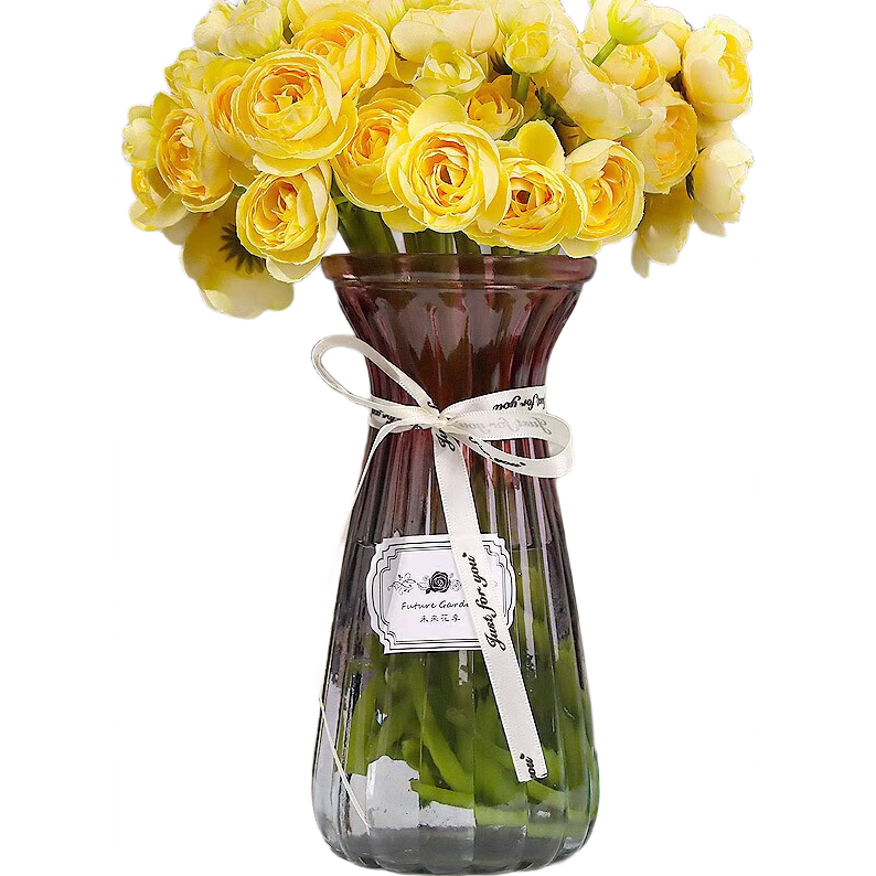 Shengshi Taibao Glass Flower Vase Small Vase for Floral Arrangements Hydroponic Container Red-Grey Gradient 22cm Living Room Decoration