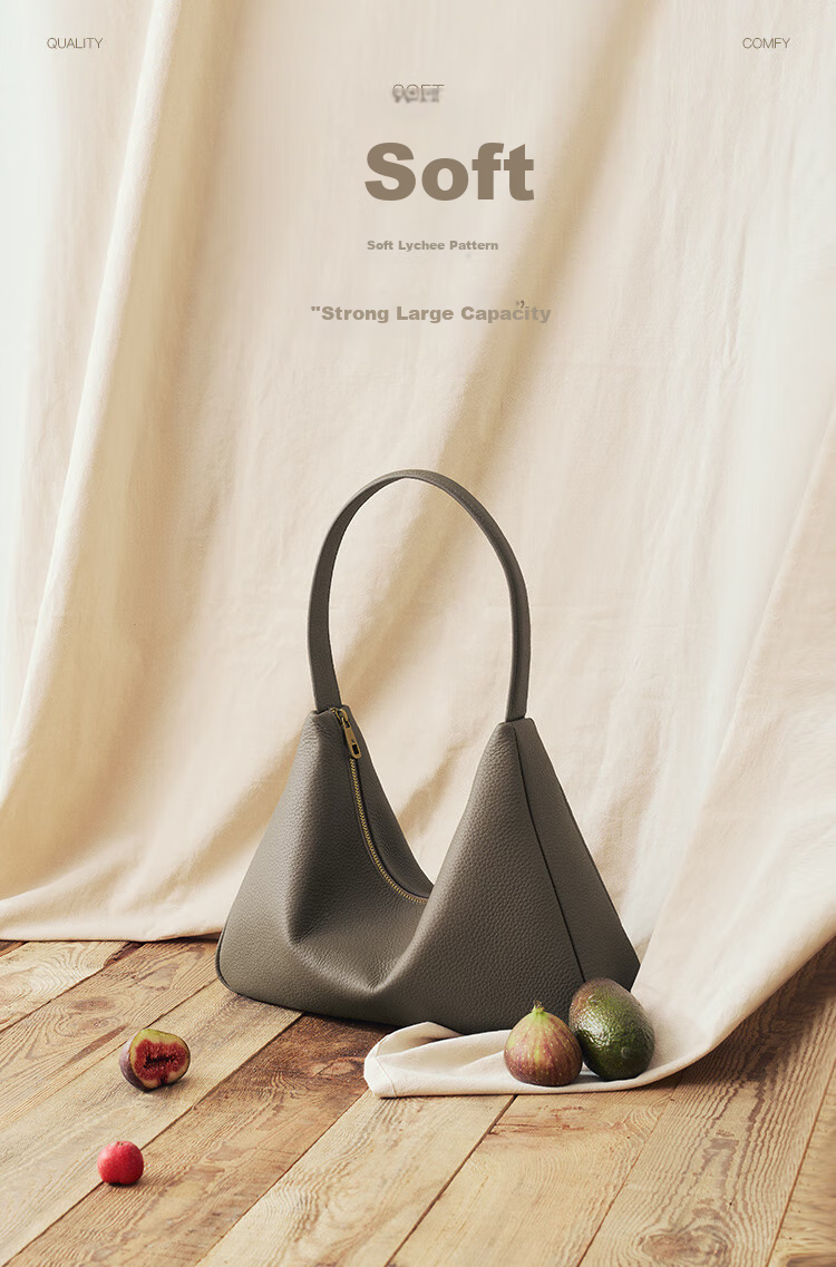 HR Women's Handbag, Top-Grain Leather Underarm Bag, Tote Bag, Large Capacity, Simple Shoulder Bag, Women's Birthday Gift 1