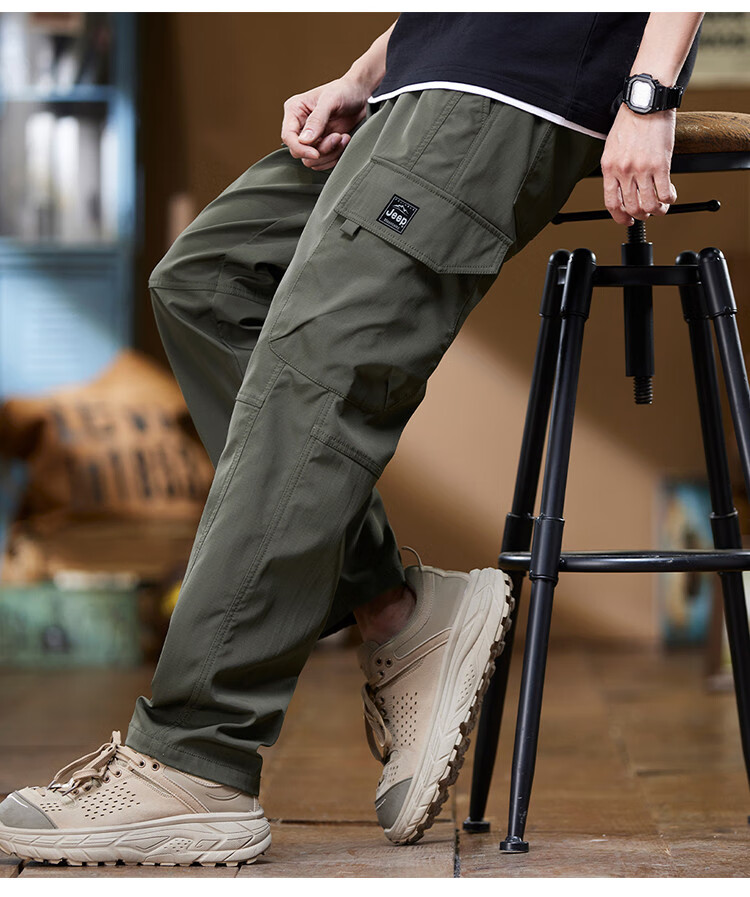 JEEP High-End Cargo Casual Pants for Men, New Style for Fall 2026, Loose Straight-Leg Trendy Wide-Leg Trousers for Me 10