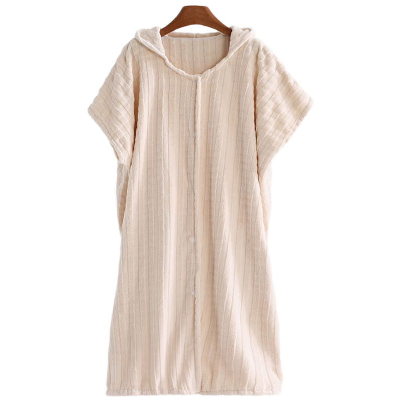 Sanli Home Hooded Bath Skirt Women Quick-Dry Water-Absorbent Lint-Resistant Towel Bathrobe Men Couples Bathrobe Sleepwear Off-White