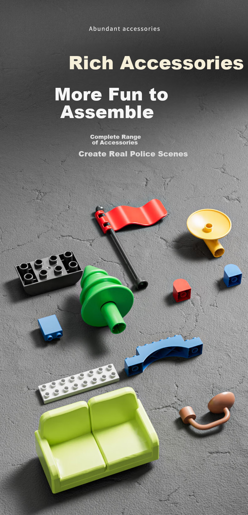 FEELO Compatible with LEGO Large Particle Building Blocks, Toy for Boys And Girls, Birthday Gift, Police Station Y42005 10