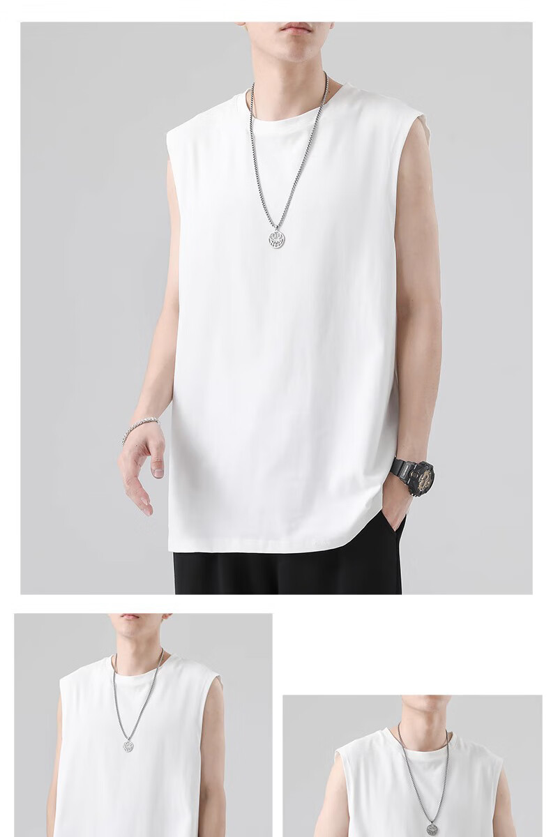 Ziyouxi Cotton Tank Top for Men, Summer Loose Sleeveless T-Shirt, Solid Color Undershirt, Sports Fitness Vest 7