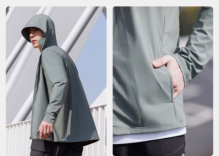 JD Jingzao Water-Repellent Sun-Protective Jacket Men's Outdoor Sun Protection Coat Unisex Skin Jacket Rain and Sun Dual-Use Navy Blue 2XL 17
