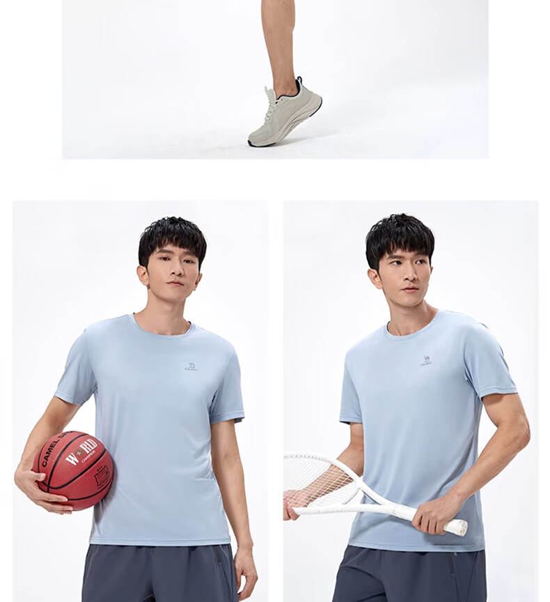 CAMEL Short-Sleeve T-Shirt for Men, New Summer Style, Loose-Fit Round Neck Outdoor Sportswear, Running Training Ultra-Thin Quick-Dry Top 5