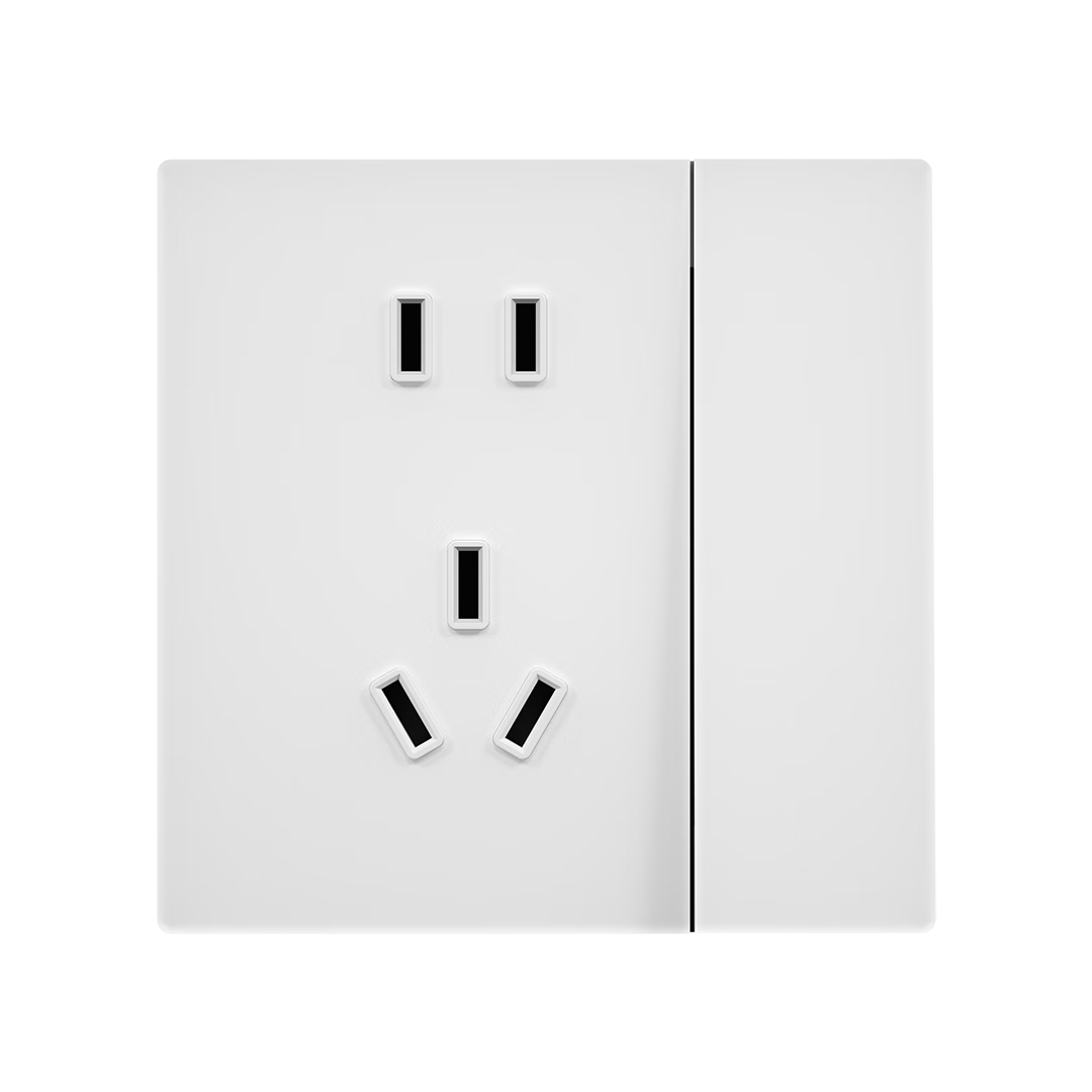 Linptech E3 Pro 10A Five-Hole Socket with Single Control Switch 86 Type Concealed Wall Socket White