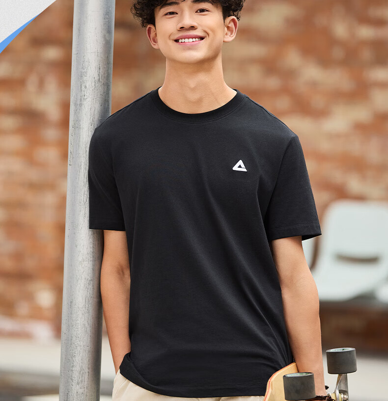 PEAK Men's Summer Short Sleeve Pure Cotton Casual Loose Breathable Outdoor Xinjiang Cotton Sports Base T-Shirt DF652430 49