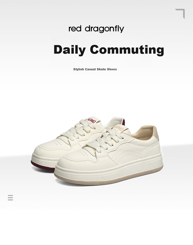 RED DRAGONFLY Casual Sneakers, Spring Women's Shoes, Student Thick-Soled Versatile White Shoes WTB15203, Beige/khaki Color, Size 37 1