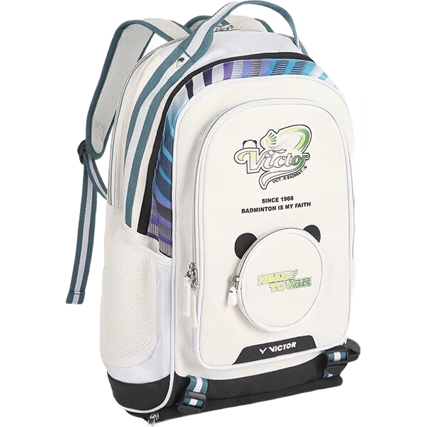 VICTOR Badminton Bag with Separate Shoe Compartment, Multifunctional Large Capacity Sports Training Backpack BR5026 White