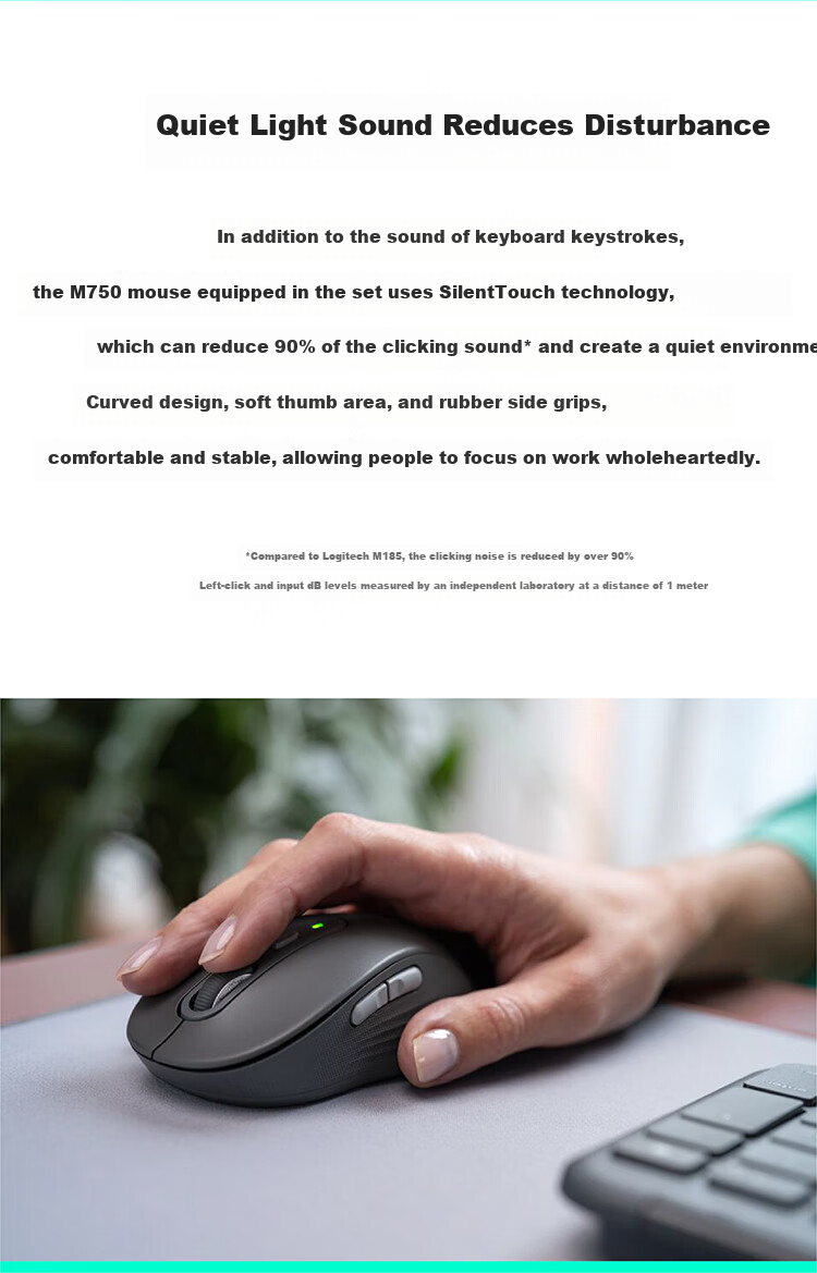 Logitech MK950 Wireless Bluetooth Keyboard And Mouse Combo, Ultra-Thin Quiet Dual-Mode Office Keyboard And Mouse Set, Premium Series Portable Keyboard And Mouse Set Commercial Version Black 5