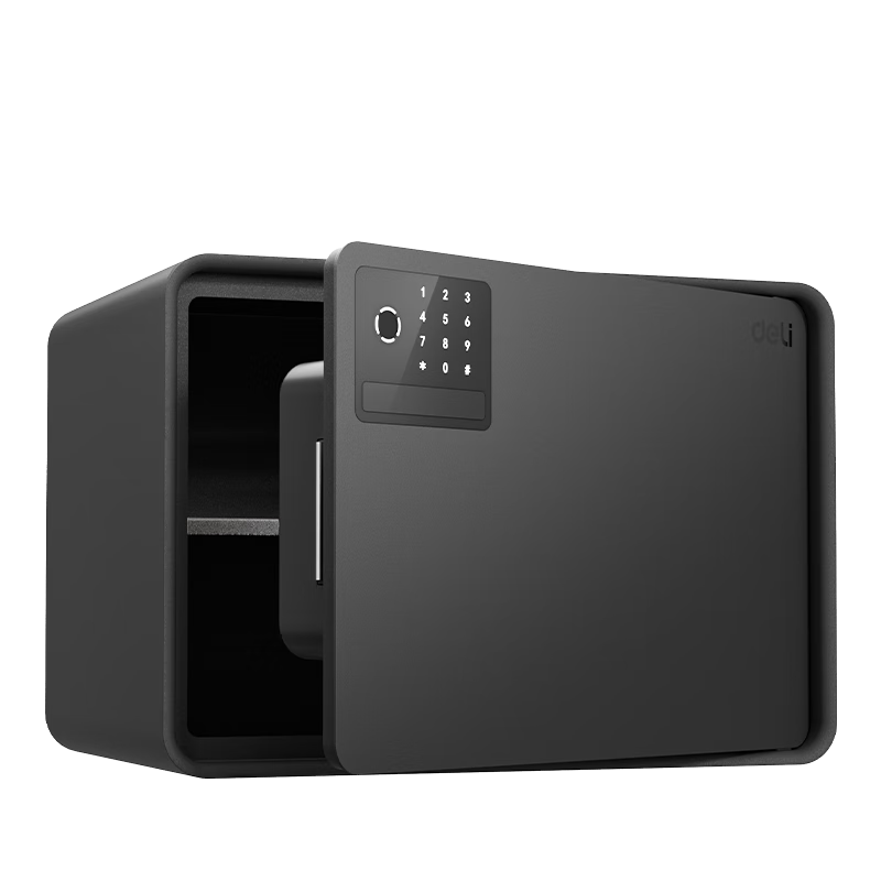 Deli Safe 2026 Best-Selling Home Safe, Premium 25cm Fingerprint Unlock Small Storage Box Home Anti-Theft Money Box Automatic Door Opening AE223-Z Black