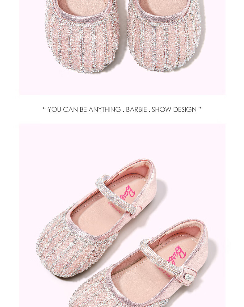 Barbie Girls' Shoes, Spring And Autumn Cute Princess Style Crystal Shoes, Fashionable Leather Shoes for Girls DA6723, Silver, Size 35 6