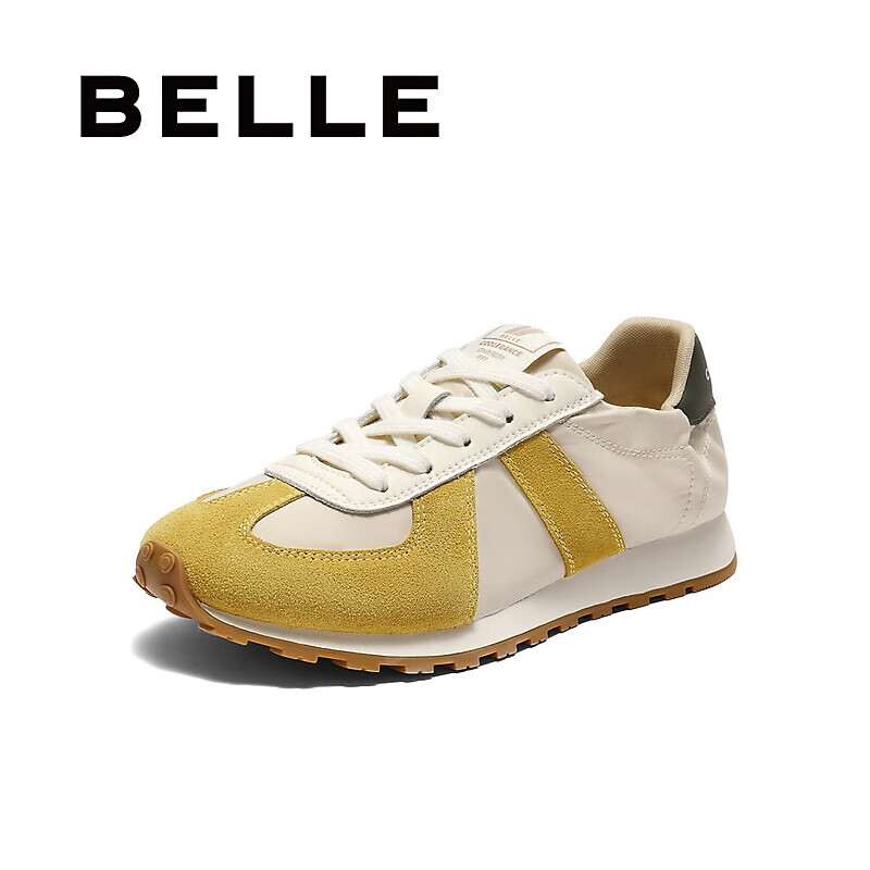Belle Light Oxygen Capsule Forrest Gump Training Shoes for Women Students, Spring And Summer Lightweight Thick-Soled Casual Shoes B2660CM5, Flowing Yellow, Size 35