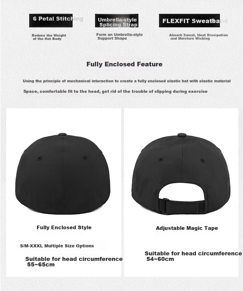 FLEXFIT DELTA180 Celebrity-Style Wide Brim Baseball Cap, Outdoor Sun Protection, Full Enclosure Visor Hat, L/XL 5