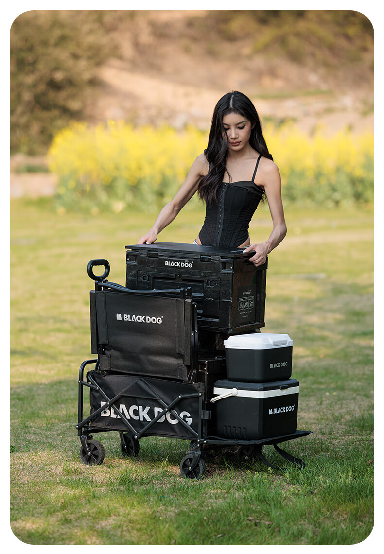 Black Dog Outdoor Camping Cart for Picnics, Grocery Shopping, And Pet Transport with Removable Cargo Bed 10
