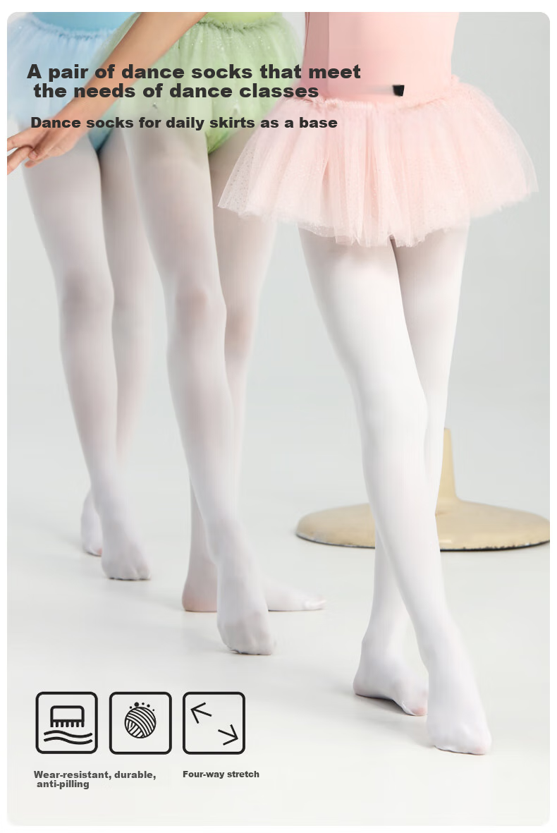 Bowuwuyuan Children's Dance Tights, Girls' Yoga Autumn Dance White Pantyhose, Dance Silk Stockings, Ballet White Silk Tights 1