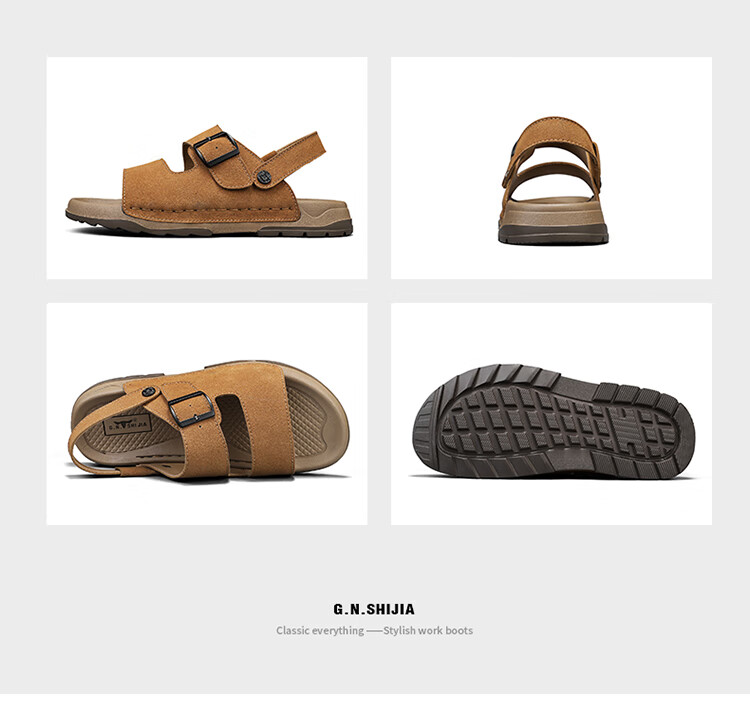 Bull Family Men's Summer Sandals Breathable Versatile Beach Shoes Thick Sole Durable Birkenstock Retro Casual Slippers 23
