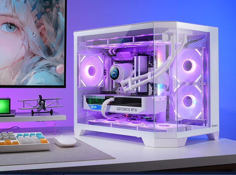 Huntkey S960 Storm X Ice Blade Edition Black Panoramic View Seaside Case (Three-Sided Tempered Glass Panel/Left And Right Zones/360mm Water Cooling/9 Fan Positions/MATX Motherboard) 16