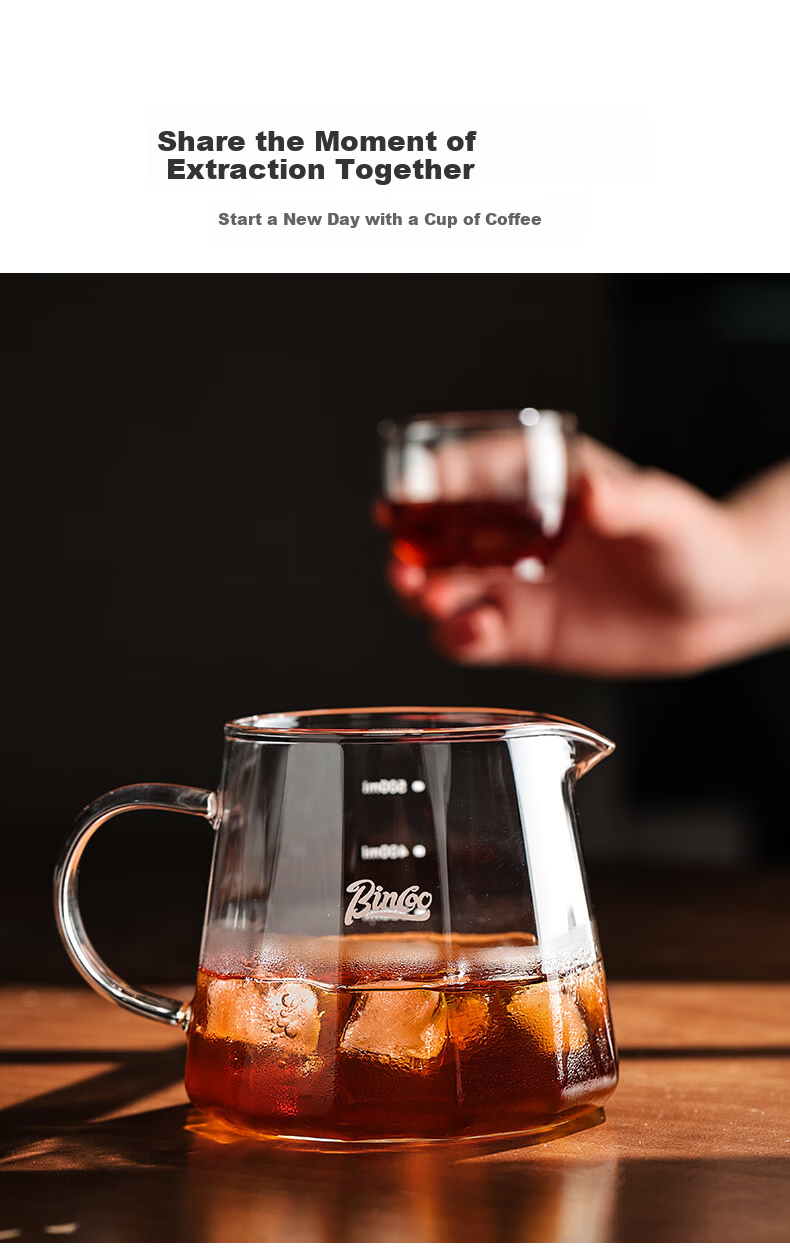Bincoo Coffee Sharing Pot Glass Pour-Over Coffee Set with Scale V60 Filter Cup Drip Coffee Cup 10