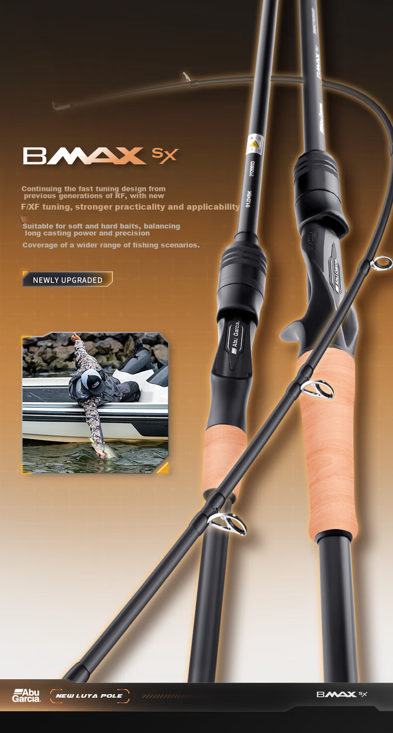 ABU GARCIA BMAX SX Lure Rod with Medium Action, Versatile Long-Casting Rod, 2.9-Meter Straight Handle MH Action-RF 6