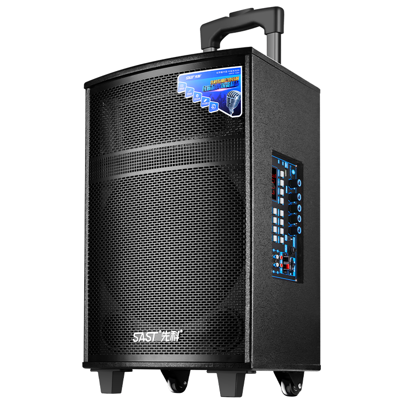 SAST Outdoor High-Power Portable Trolley Speaker, Large Power Square Dance Conference Room Sound System, High Volume Speaker with Wireless Microphone SA-122 X