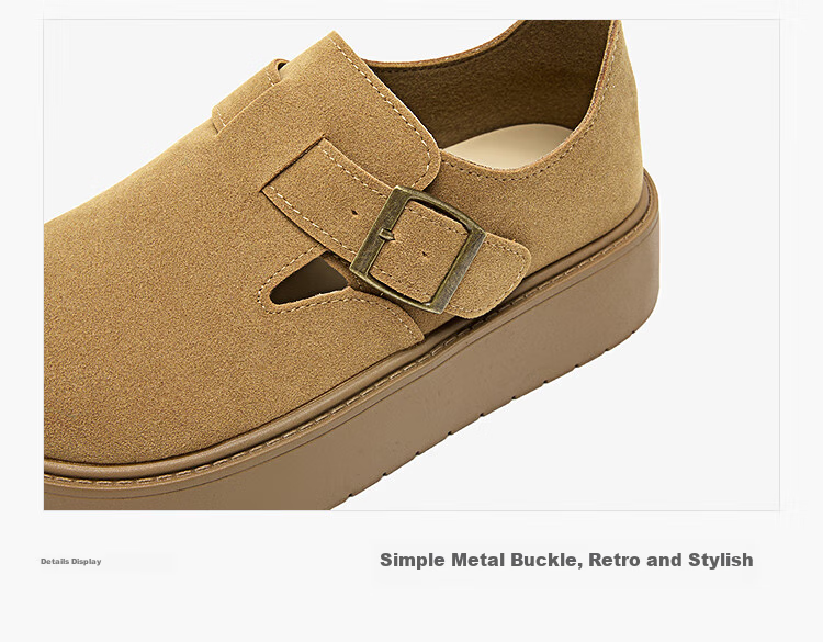 Westlink Bokken Women's Shoes, 2024 New Autumn Versatile Slip-On Retro Flats, Height-Increasing Thick-Soled Shoes, Khaki Color, Size 39 24
