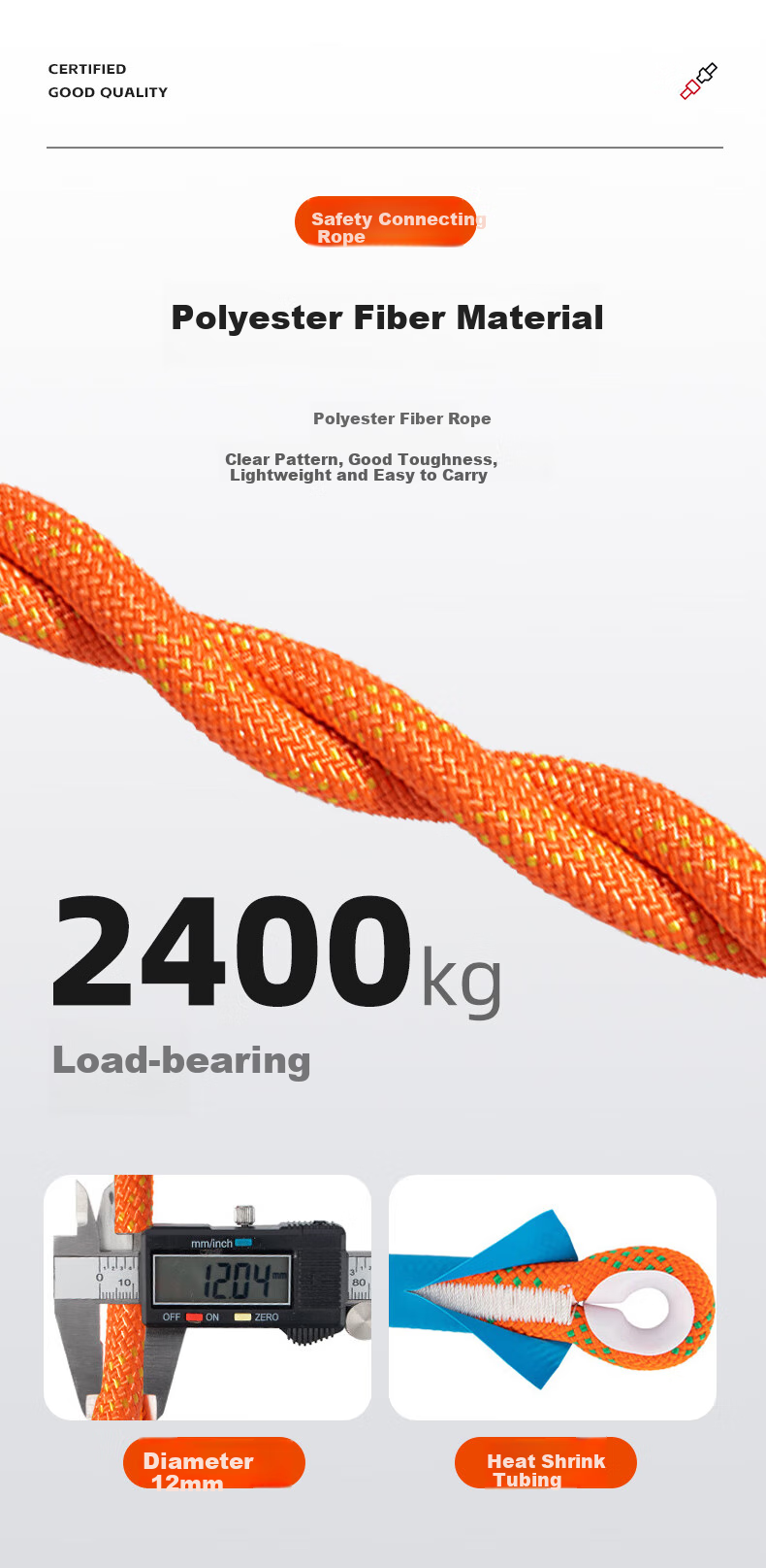 Leyoubaiyi Five-Point Safety Harness, High-Altitude Work, Fall Protection National Standard Safety Belt with Double Large Hooks, 2 Meters 8