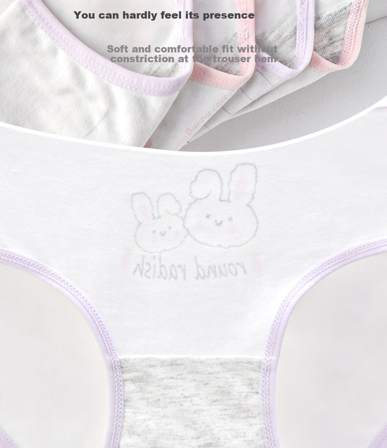 Ailier&ouluola Girls' Triangle Panties for Children 6-12 Years Old, Puberty Training Panties, No Wedgie, Student Pure Cotton White Underwear for Chubby Girls, Size M 8