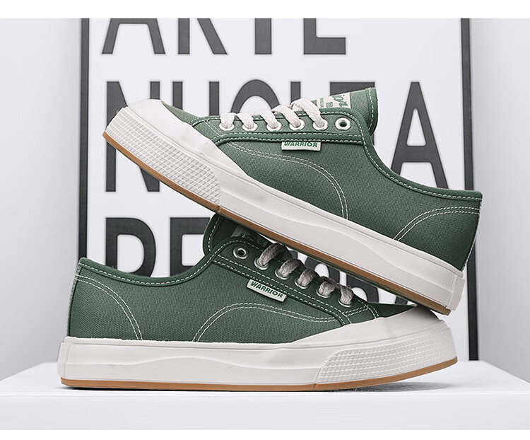 Warrior Official Women's Shoes, 2025 Summer Simple Canvas Shoes, Versatile Sneakers for Female Students, Sports Casual Shoes, Olive Green, Size 40 25