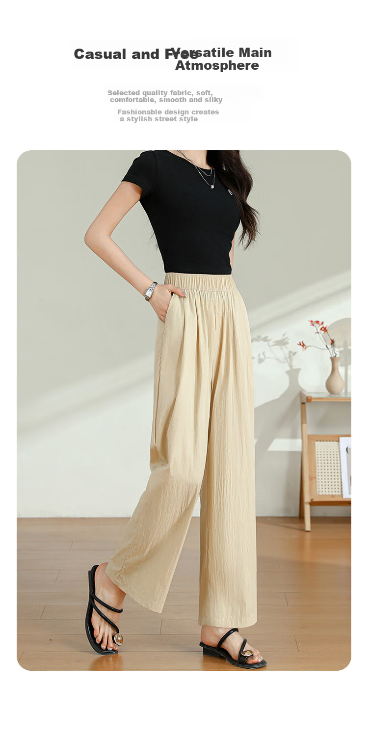 Jeanswest Casual Pants for Women, Summer Trendy Loose-Fitting Draping Solid Color Versatile Yamamoto Wide-Leg Pants, Pink, Size L 4