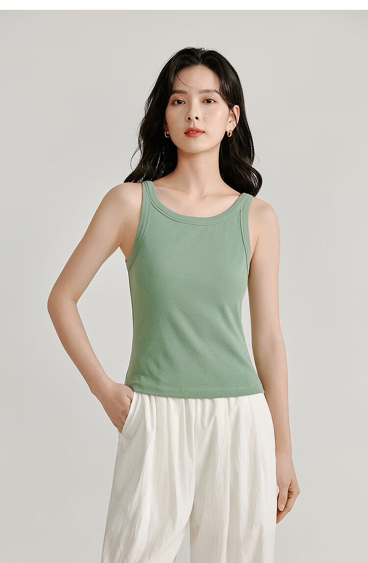 INMAN U-Neck Camisole Tank Top, Summer Women's Wear, Inner Or Outer Wear, Slimming Sleeveless Top, White, XL 15