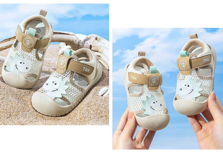 Tombek Baby Summer Protective Sandals Soft Sole Functional Toddler Walking Shoes Boys Cartoon Blue Size 19 6