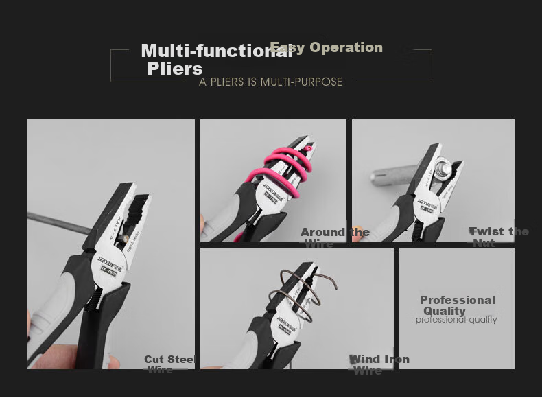 JERXUN Industrial Grade 8-Inch Wire Pliers, Multi-Purpose Tiger Pliers, Flat-Nose Pliers, Wire Cutters, High-Hardness Electrician's Pliers 4
