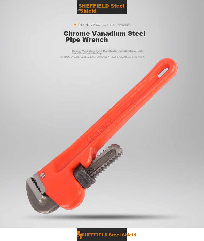 Gangdun SHEFFIELD S104018 Pipe Wrench, 18-Layer Heavy-Duty Pipe Pliers, Water Pipe Wrench 1