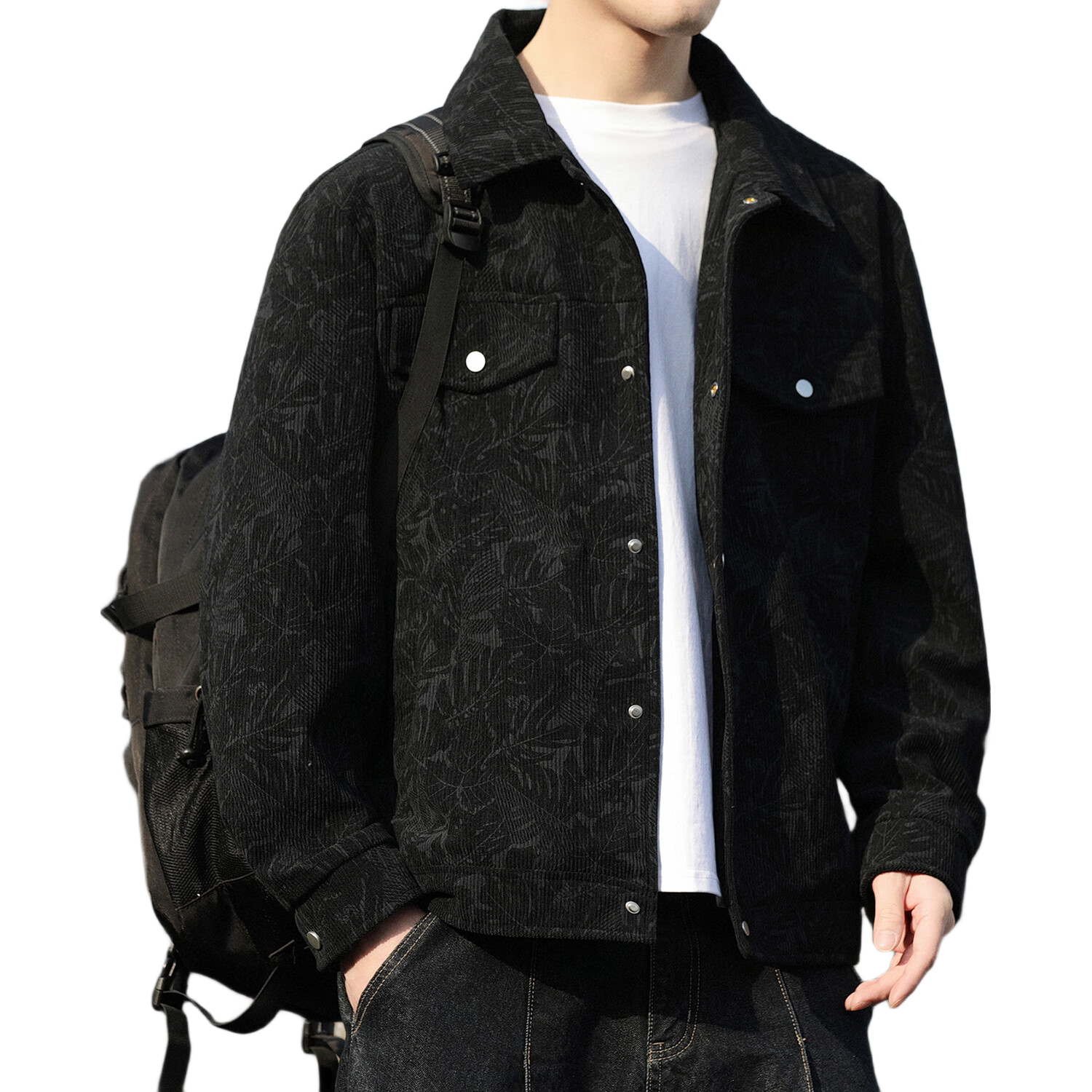 ROMON Men's Spring and Autumn Fashion Lapel Business Casual Jacket Baseball Coat 1703 Coffee 2XL