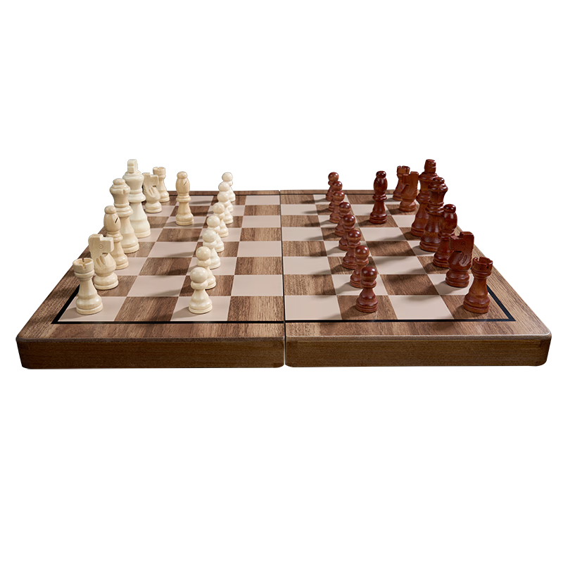 Guan Xiao Er Magnetic Foldable Portable Solid Wood Chessboard High-Grade International Chess for Elementary Children Tournament Camping
